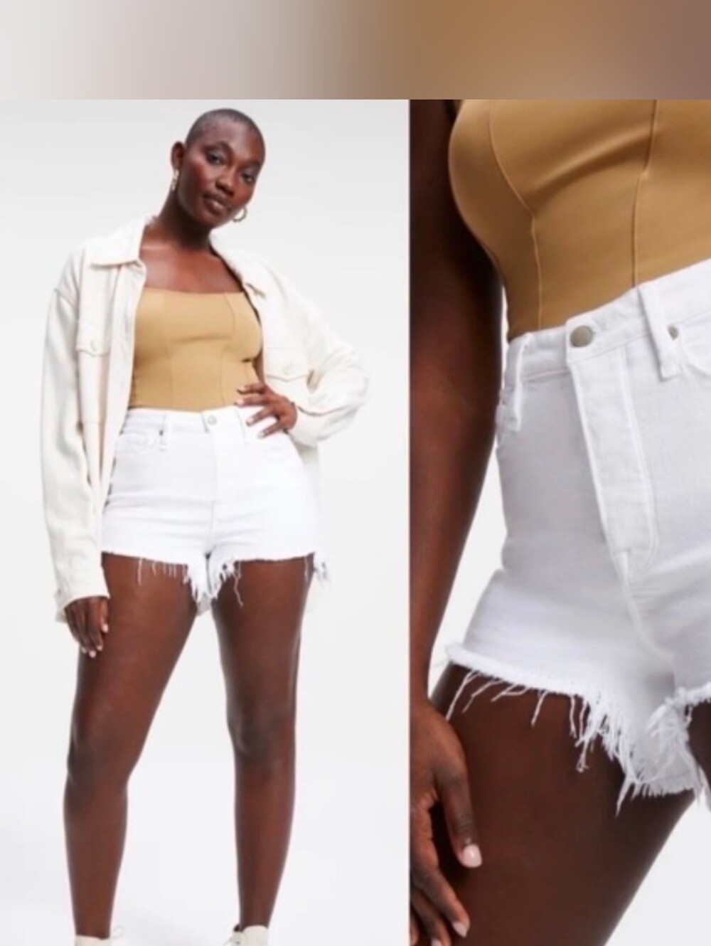 Good American White Bombshell Shorts Size 22